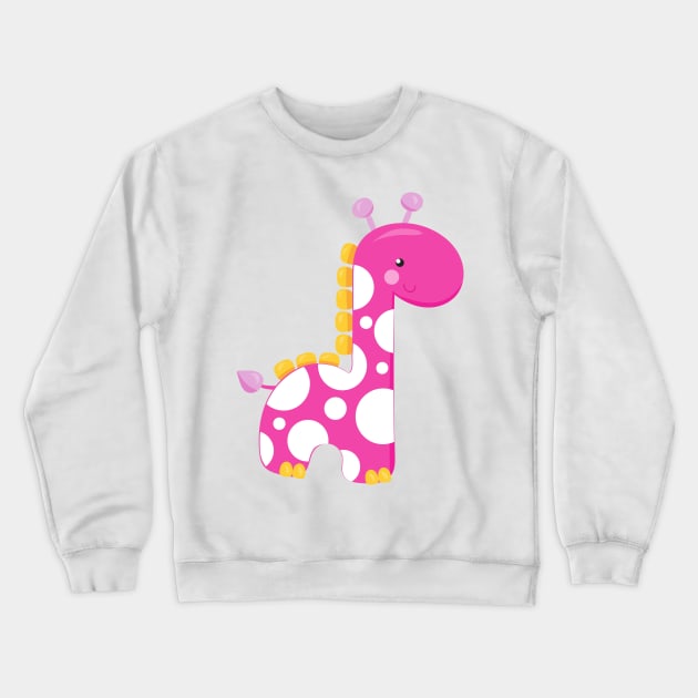 Cute Giraffe, Baby Giraffe, Pink Giraffe, Animal Crewneck Sweatshirt by Jelena Dunčević